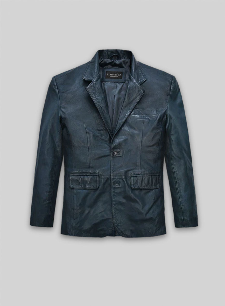 Soft Winsor Blue Washed and Wax Leather Blazer