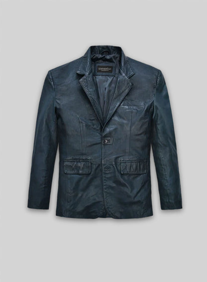 Soft Winsor Blue Washed and Wax Leather Blazer