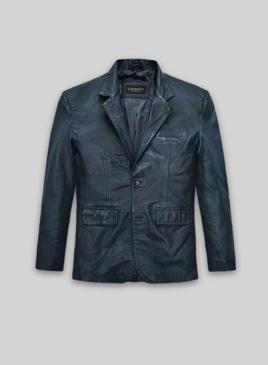 Soft Winsor Blue Washed and Wax Leather Blazer