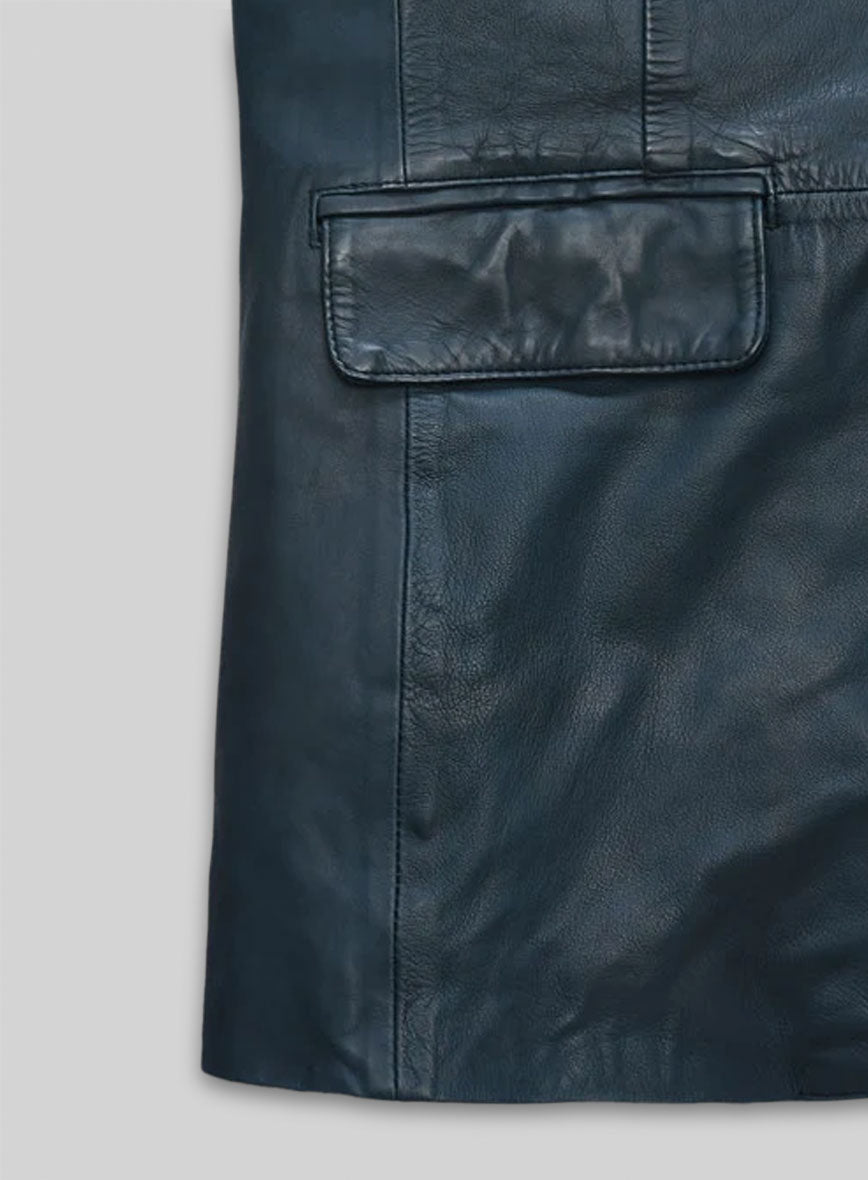 Soft Winsor Blue Washed and Wax Leather Blazer