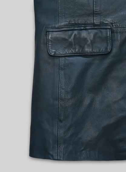 Soft Winsor Blue Washed and Wax Leather Blazer