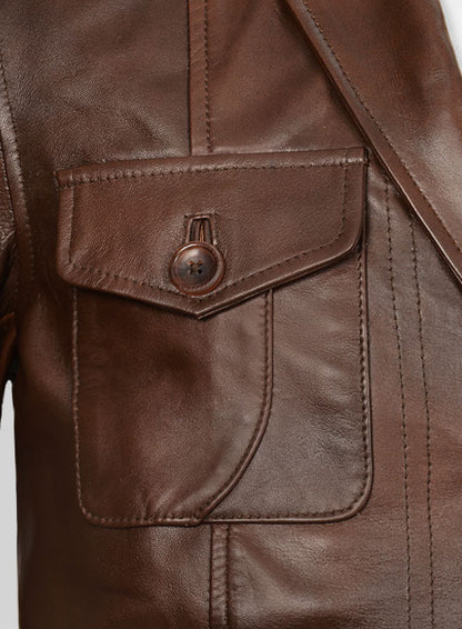 Spanish Brown Leather Blazer - #716 - LeatherCult