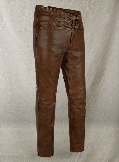 Spanish Brown Jim Morrison Leather Pants - LeatherCult