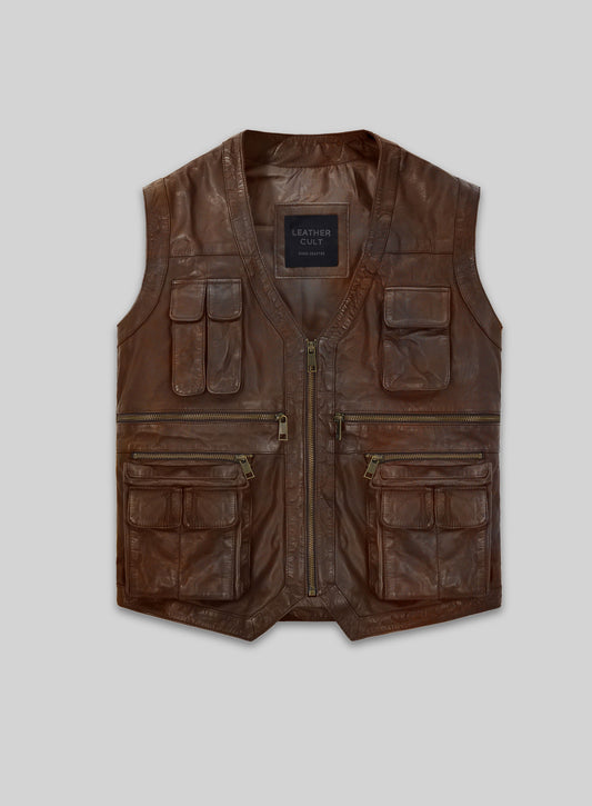 Spanish Brown Chris Pratt Jurassic World Leather Vest