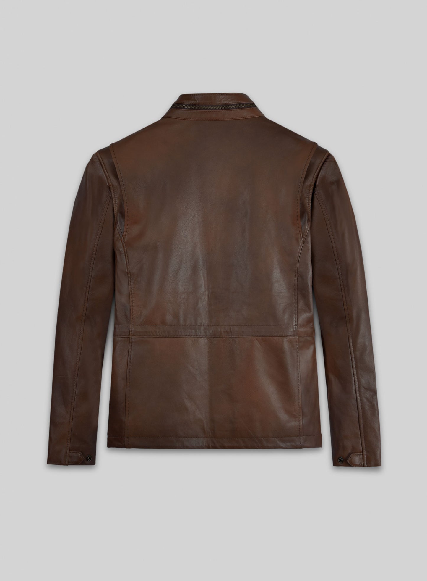 Spanish Brown Military M-65 Leather Jacket