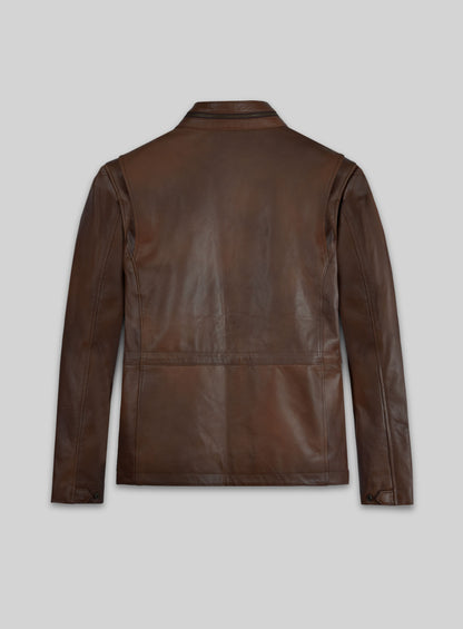 Spanish Brown Military M-65 Leather Jacket