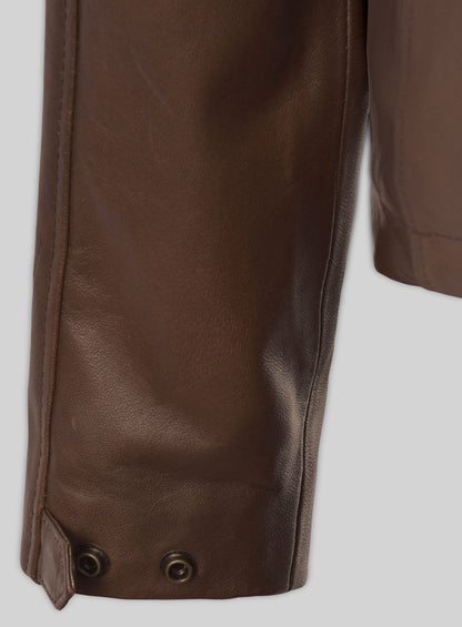 Spanish Brown Military M-65 Leather Jacket