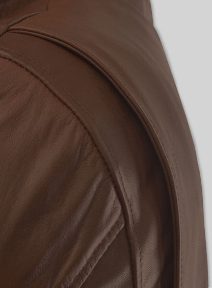 Spanish Brown Military M-65 Leather Jacket