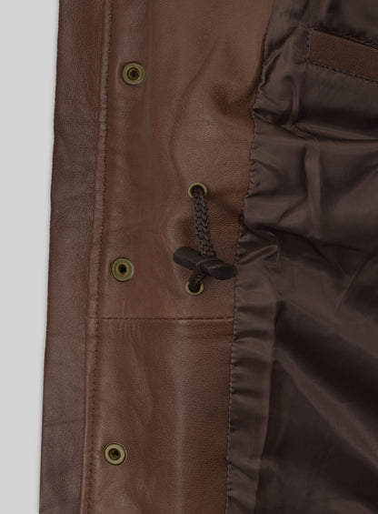 Spanish Brown Military M-65 Leather Jacket