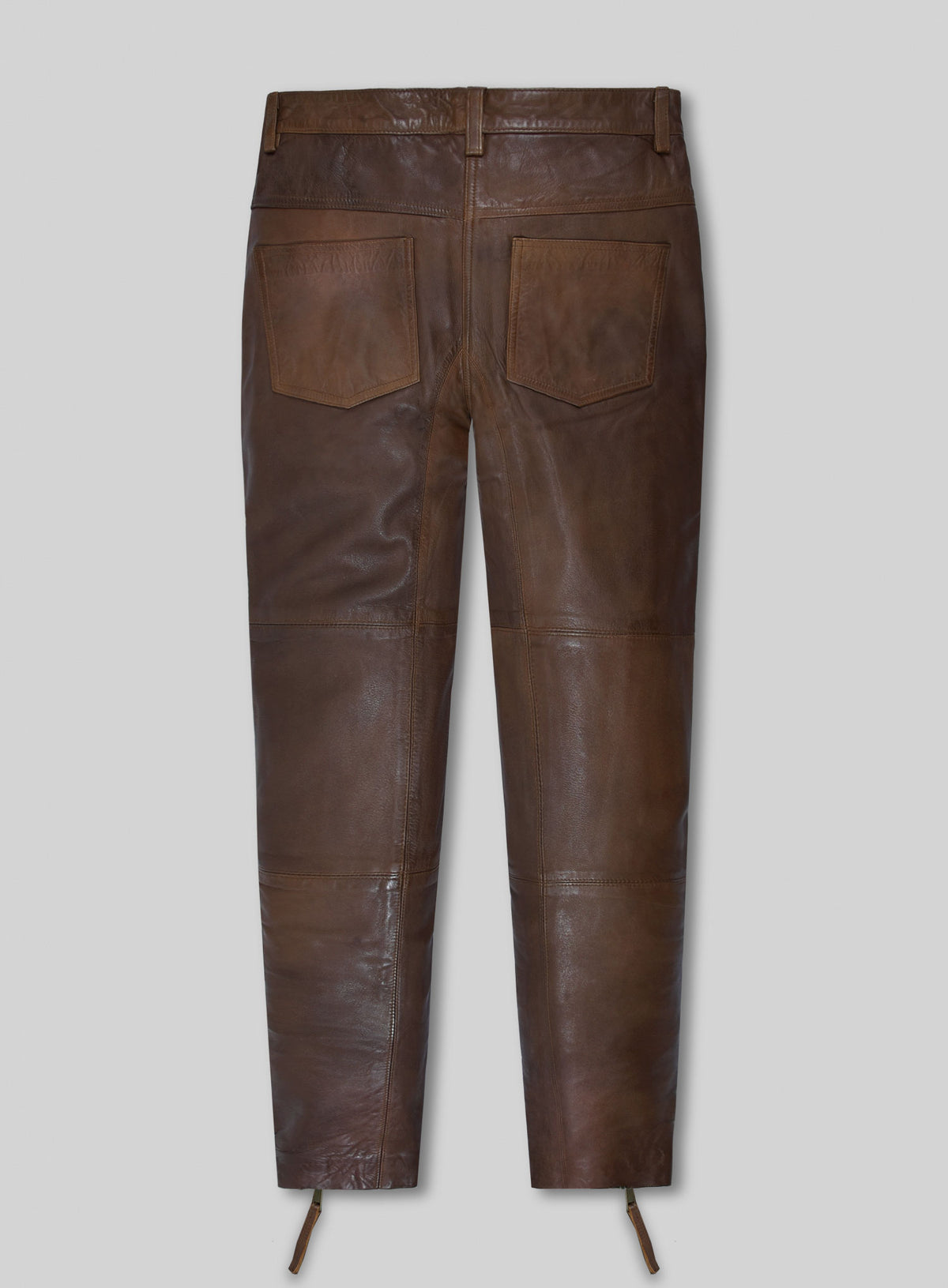 Spanish Brown Washed and Wax Leather Biker Jeans - Style #502