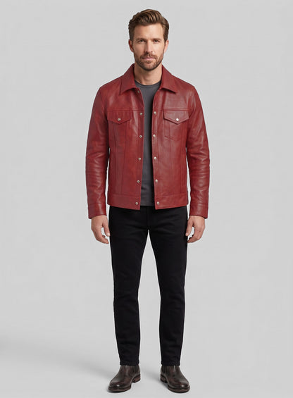 Spanish Red Leather Jacket #135