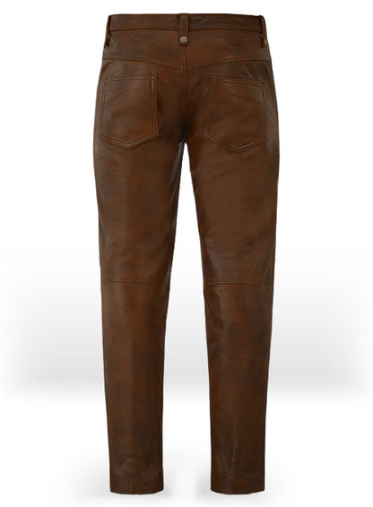 Spanish Brown Gigi Hadid Leather Pants - LeatherCult