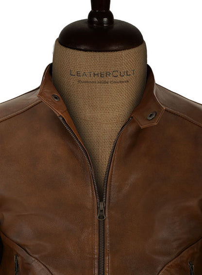 Spanish Brown Ryan Reynolds Blade Trinity Leather Jacket - LeatherCult
