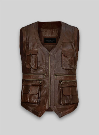 Spanish Brown Chris Pratt Jurassic World Leather Vest
