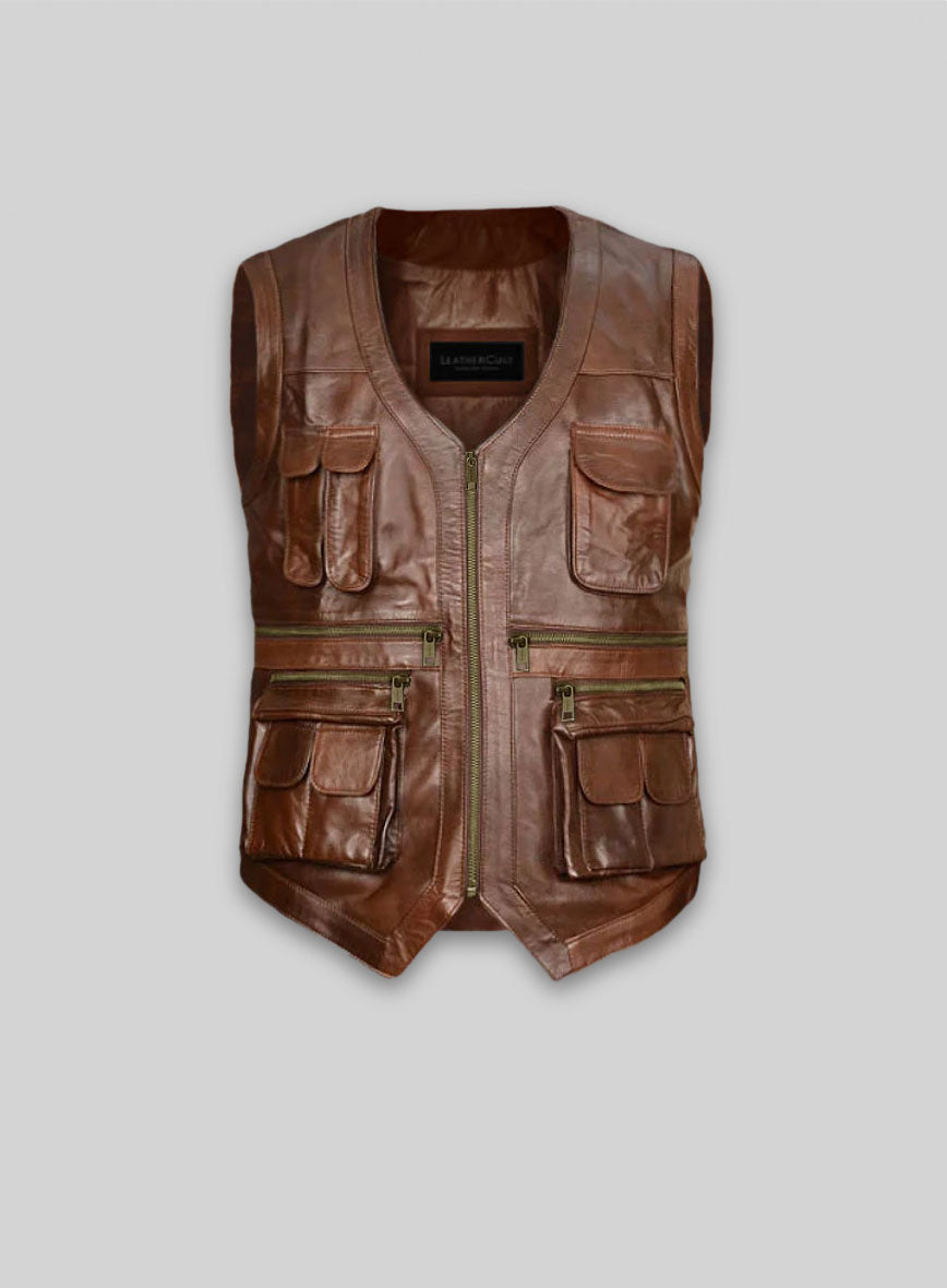 Spanish Brown Chris Pratt Jurassic World Leather Vest