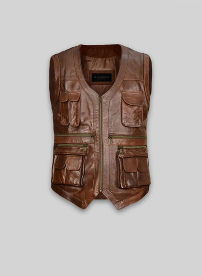 Spanish Brown Chris Pratt Jurassic World Leather Vest