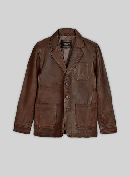 Spanish Brown Daniel Craig Leather Blazer - 38 Regular