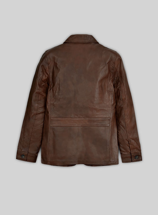 Spanish Brown Daniel Craig Leather Blazer - 38 Regular