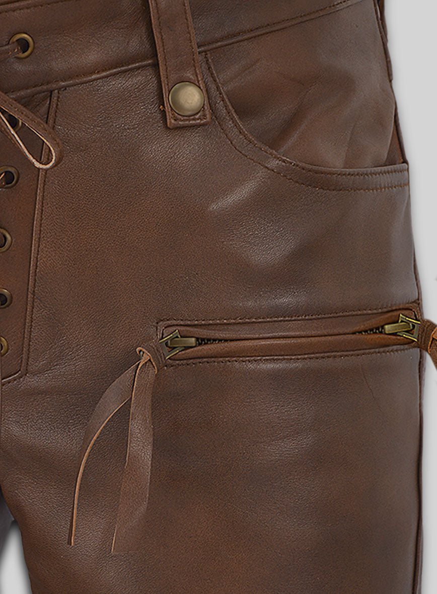 Spanish Brown Gigi Hadid Leather Pants