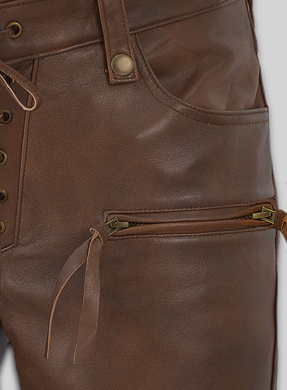 Spanish Brown Gigi Hadid Leather Pants