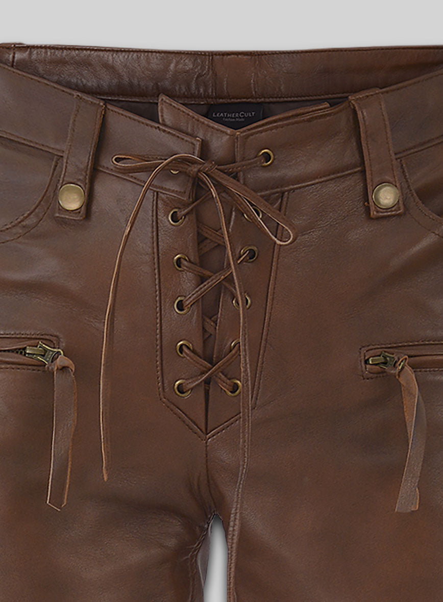 Spanish Brown Gigi Hadid Leather Pants