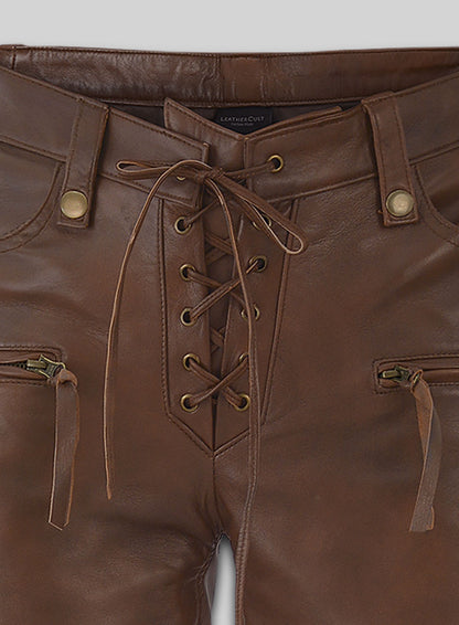 Spanish Brown Gigi Hadid Leather Pants