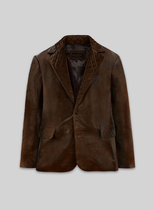 Spanish Brown Harper Leather Blazer  -38 Regular