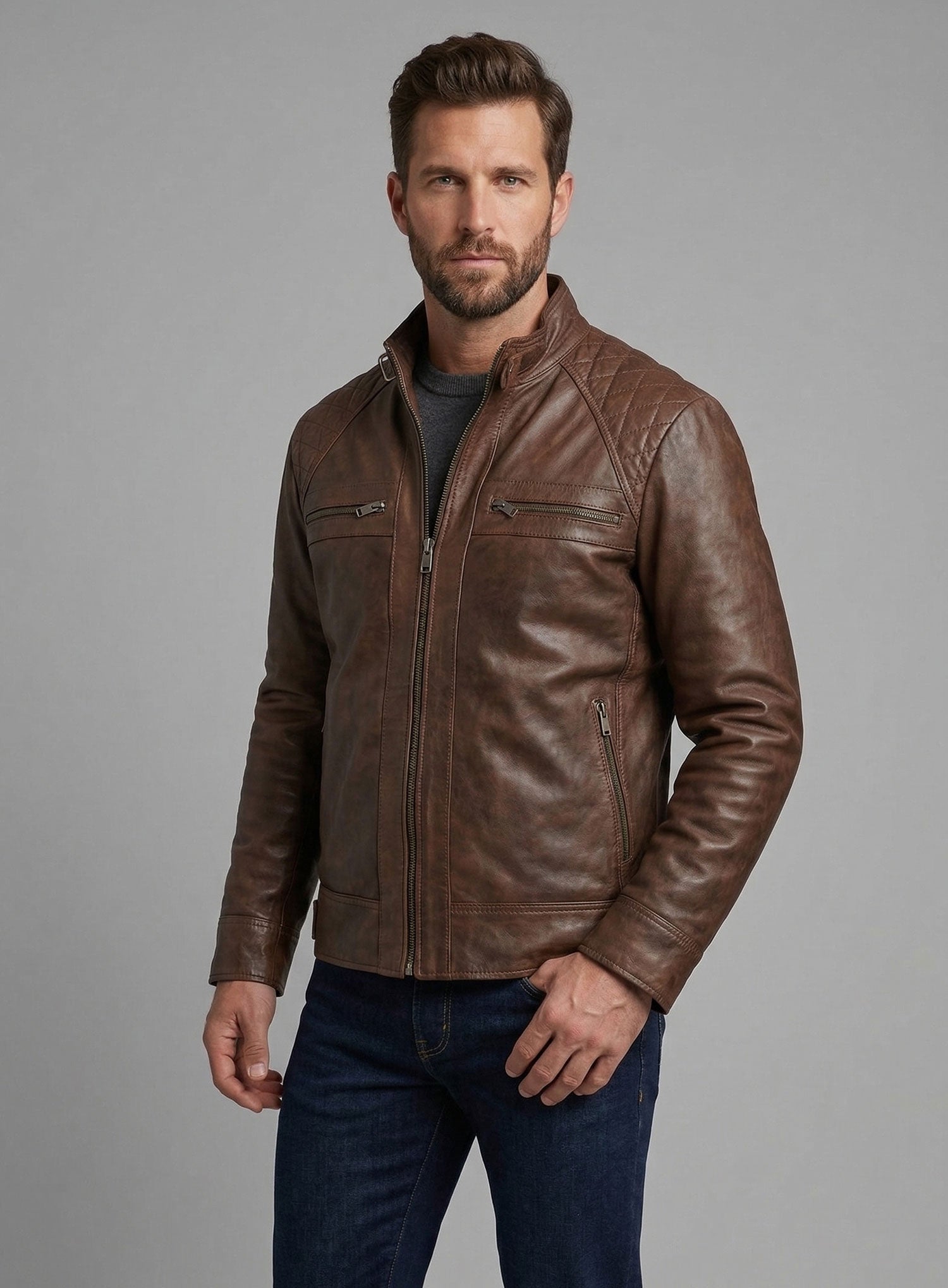 Spanish Brown Leather Jacket # 653 – LeatherCult