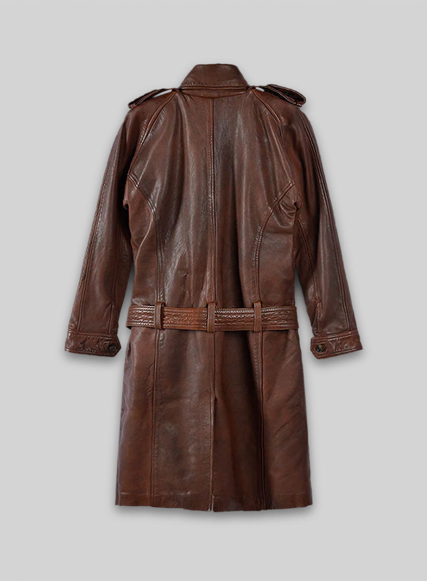 Spanish Brown Leather Long Coat #203