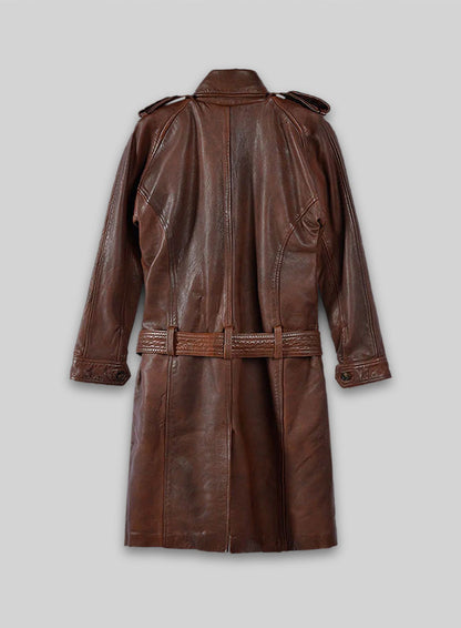 Spanish Brown Leather Long Coat #203
