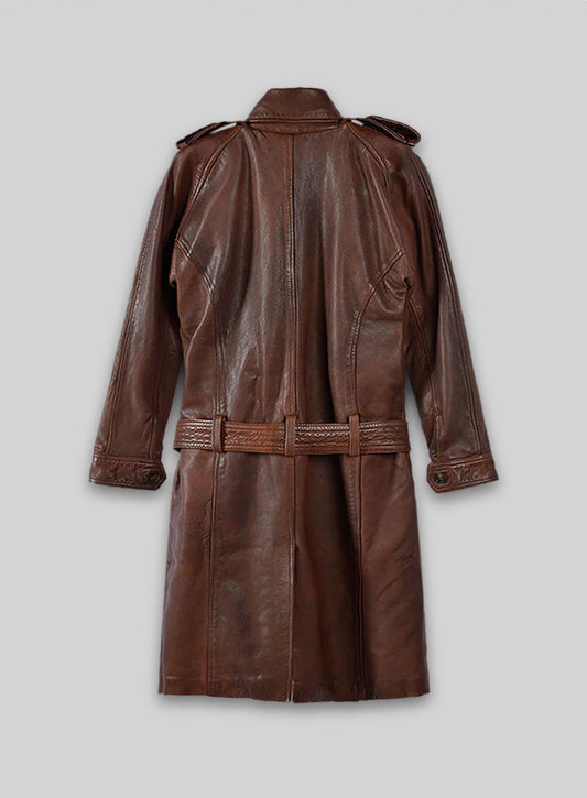 Spanish Brown Leather Long Coat #203