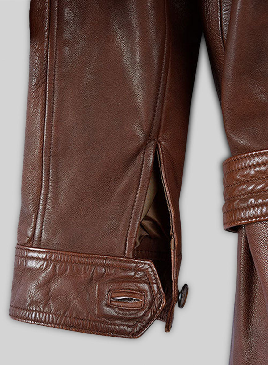 Spanish Brown Leather Long Coat #203