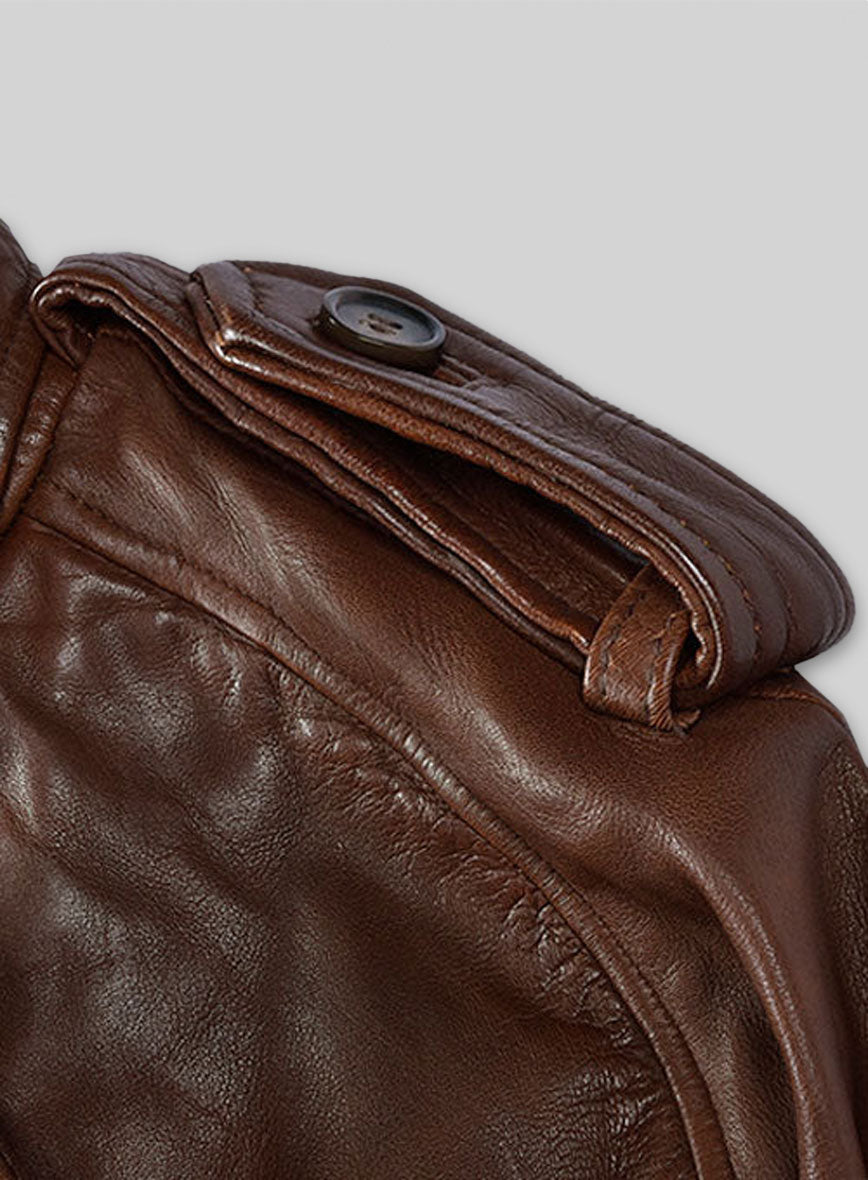 Spanish Brown Leather Long Coat #203