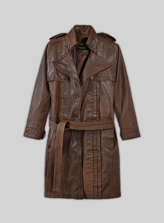 Spanish Brown Leather Long Coat #203