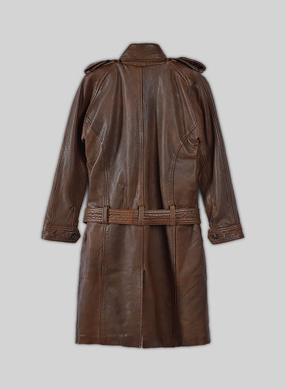 Spanish Brown Leather Long Coat #203