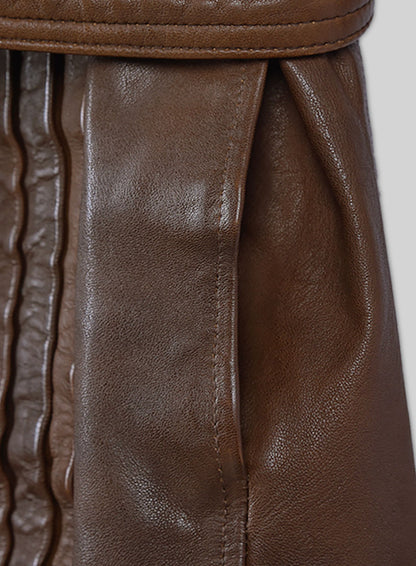 Spanish Brown Leather Long Coat #203