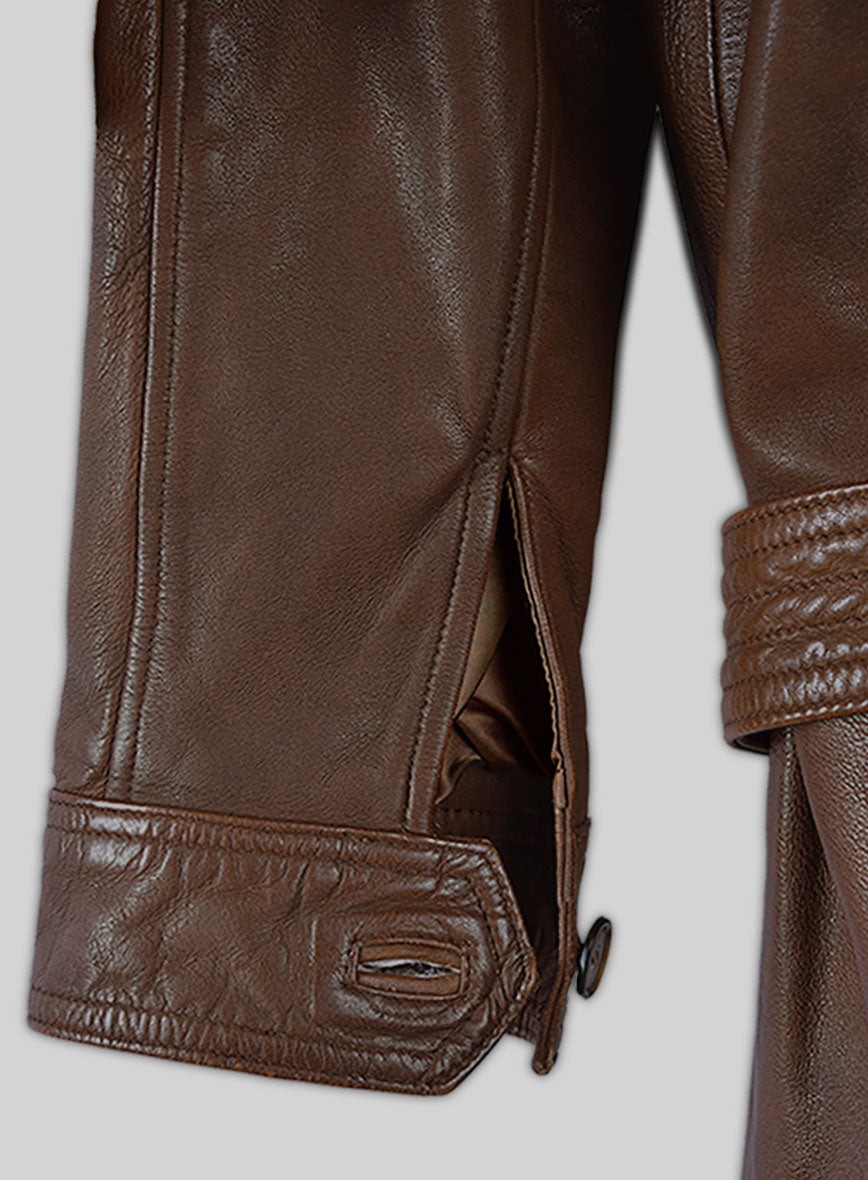 Spanish Brown Leather Long Coat #203