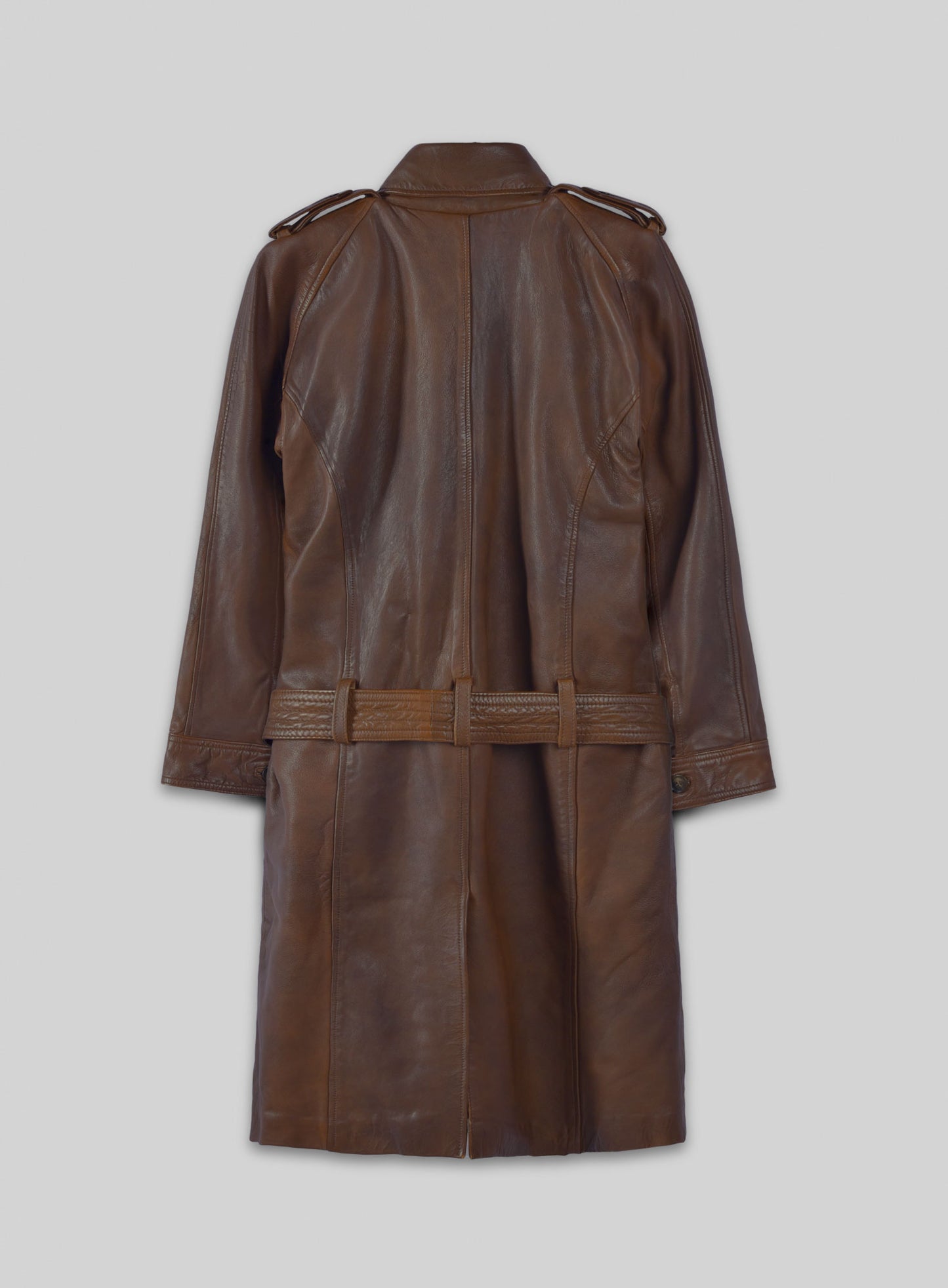 Spanish Brown Leather Long Coat #203