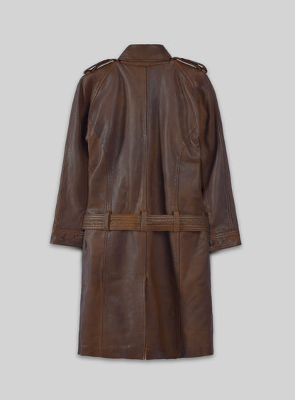 Spanish Brown Leather Long Coat #203