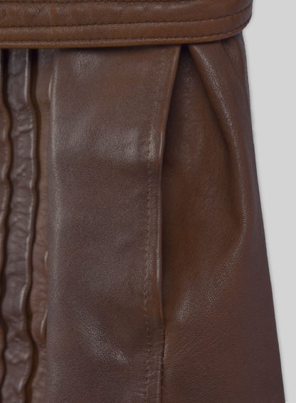 Spanish Brown Leather Long Coat #203