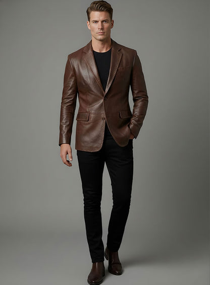 Spanish Brown Medieval Leather Blazer