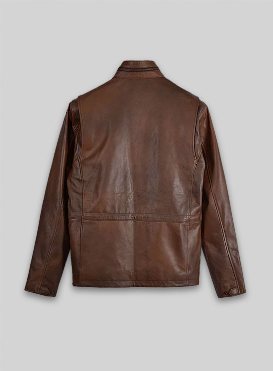 Spanish Brown Military M-65 Leather Jacket