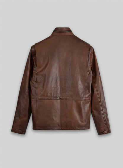 Spanish Brown Military M-65 Leather Jacket