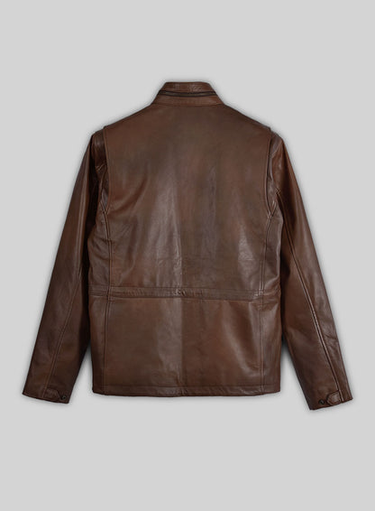 Spanish Brown Military M-65 Leather Jacket
