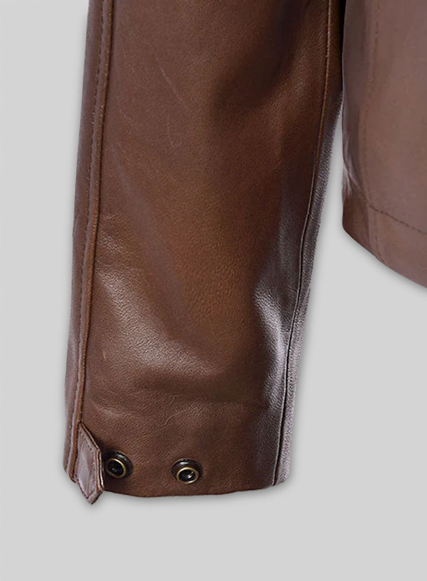 Spanish Brown Military M-65 Leather Jacket