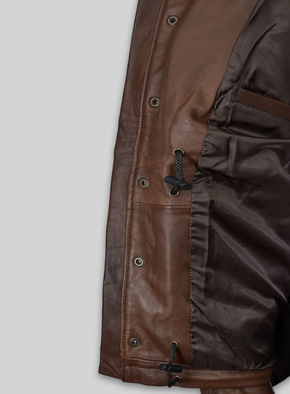 Spanish Brown Military M-65 Leather Jacket