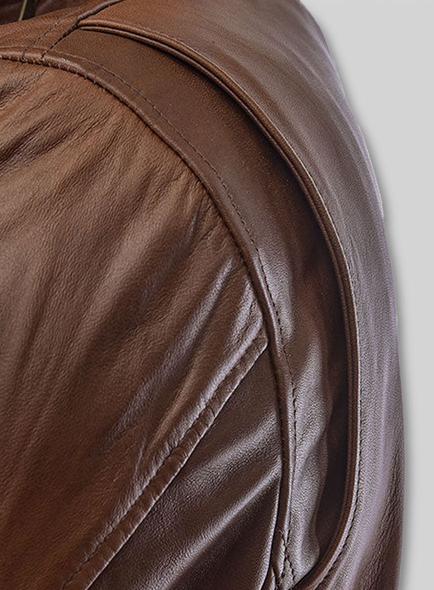 Spanish Brown Military M-65 Leather Jacket