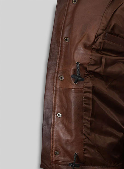 Spanish Brown Military M-65 Leather Jacket