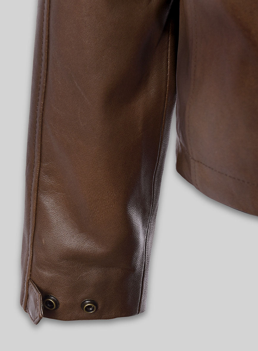 Spanish Brown Military M-65 Leather Jacket