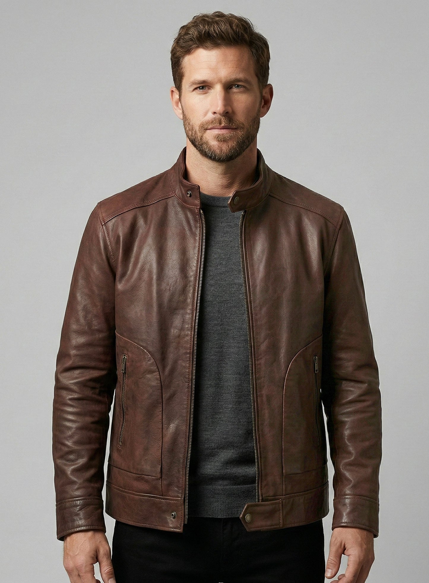 Spanish Brown Ryan Reynolds Blade Trinity Leather Jacket